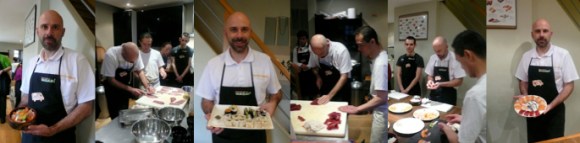 Pedant le cours de suchi et la découpe japonaise des poissons