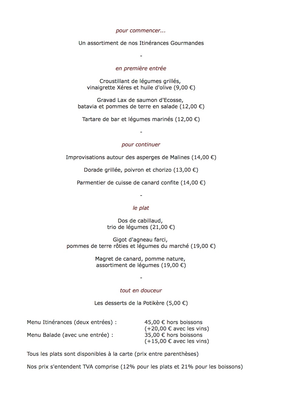 Le menu de juin au restaurant