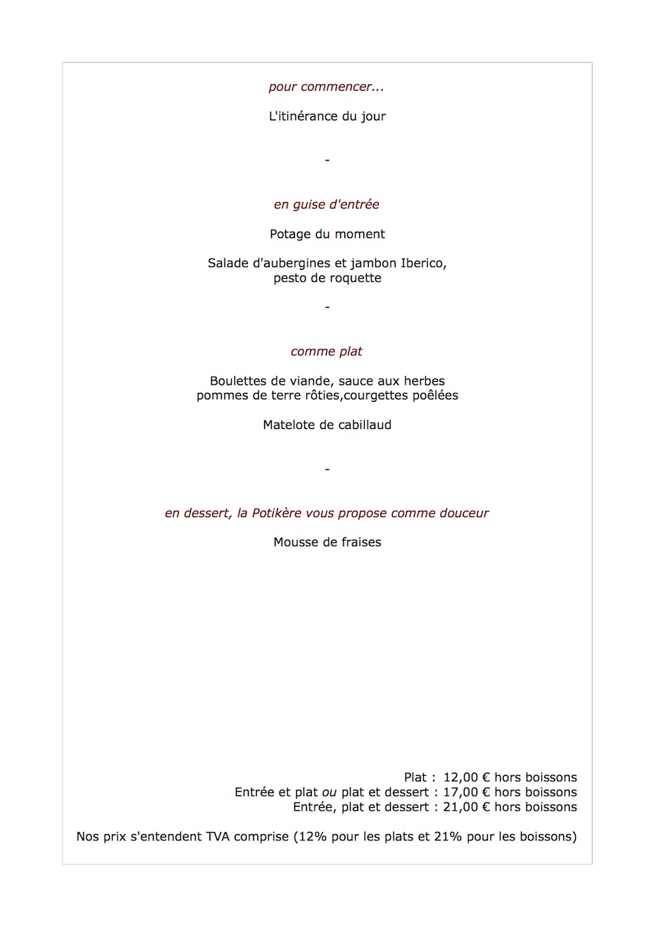 Notre menu de la semaine, du 25 au 28 juin, le midi