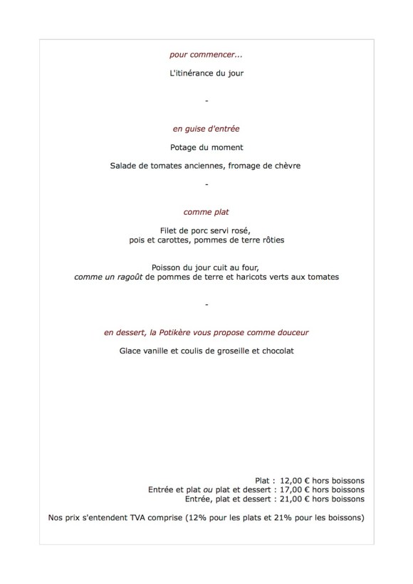 Le menu de la semaine du 13 août