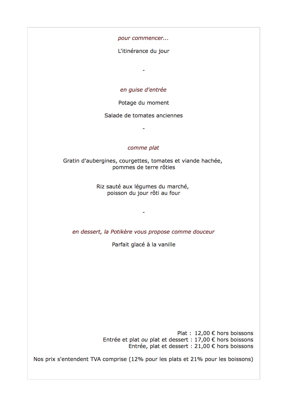 Le menu de la semaine du 27 août