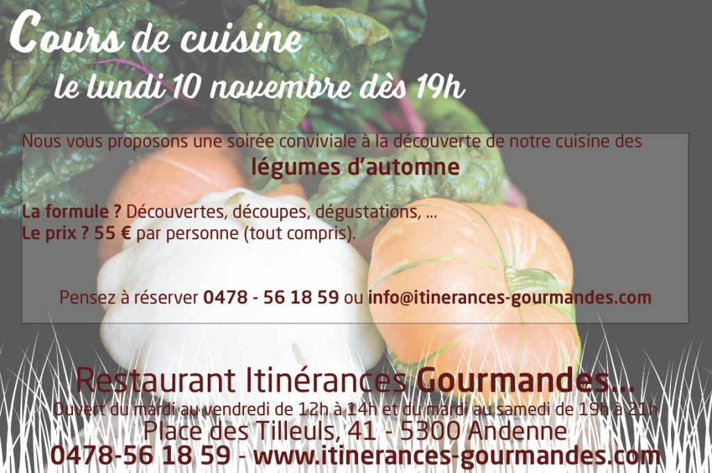 Cours de cuisine sur les légumes d'automne